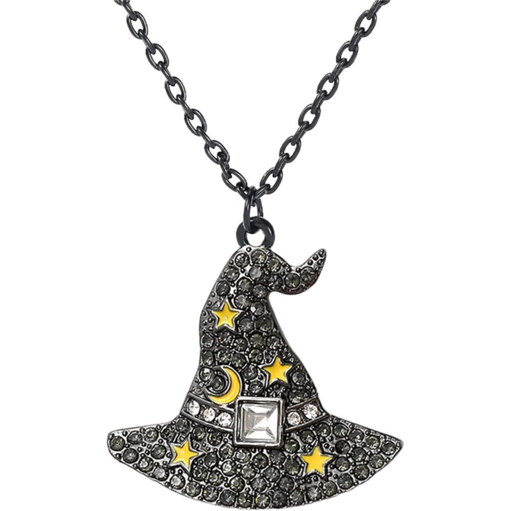 Rhinestone Halloween Necklace for Women Cute Crystal CZ Ghost Gothic Bat Spider